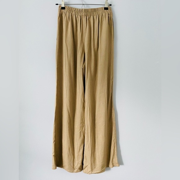 Linen Blend Pants, Pacibe, Size Small, Wide Leg Elastic Waist Flowy Summer Pants - Picture 4 of 14